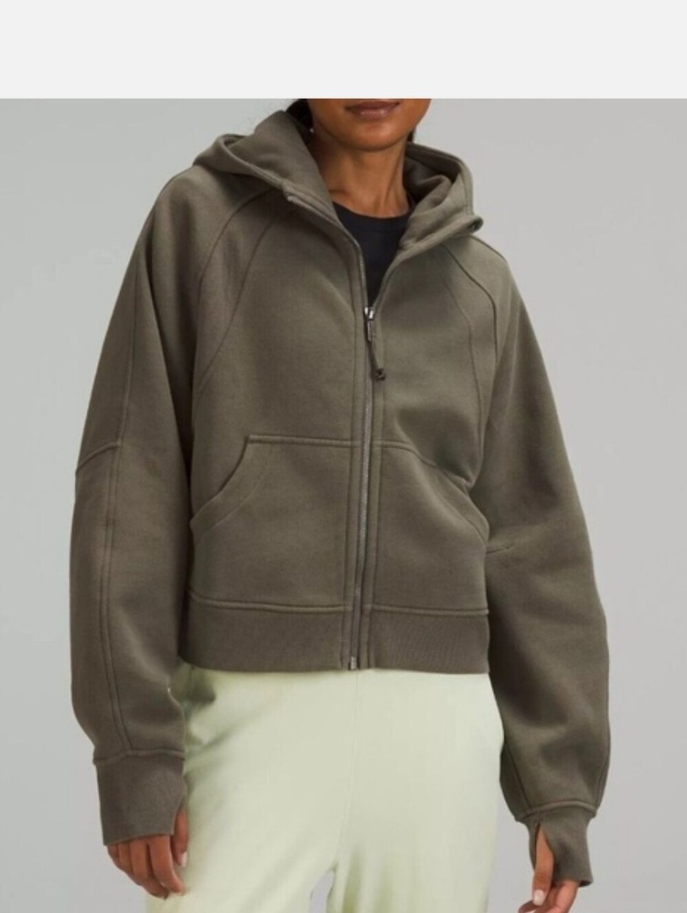 Lululemon Cropped Full Zip Scuba Hoodie In Army Green XS/S